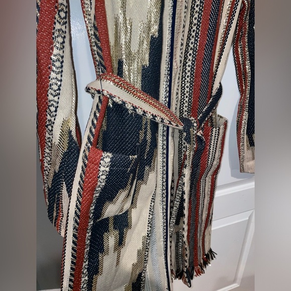 New! 🤠 Ramy Brook Cody Belted Fringe Jacquard Western Boho Cardigan/ Jacket 🤠 S - Picture 14 of 16